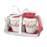 Wrendale Designs by Pimpernel Christmas Mug & Tray - Flamingle Bells