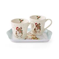 Wrendale Designs by Pimpernel Christmas Mug & Tray - Holly Jolly Mice
