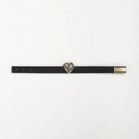 Story Heart Leather Bracelet - Black Blessed