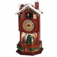 Roman Inc - LED Lighted Musical Christmas Desk Clock With Rotating Nutcracker