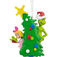 Hallmark Resin Hanging Ornament - Dr Seuss The Grinch with Cindy Lou Bas Relief