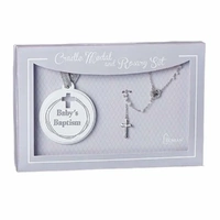 Roman Inc Baby's Baptism Rosary and Cradle Medal Set