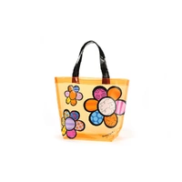 Romero Britto Tote Bag - Orange with Flowers