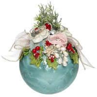 Mark Roberts Floral Jeweled Ball Hanging Ornament - Frosted Blue