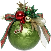 Mark Roberts Floral Jeweled Ball Hanging Ornament - Frosted Dark Green