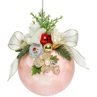 Mark Roberts Floral Jeweled Ball Hanging Ornament - Frosted Pink