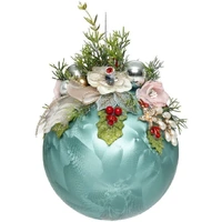 Mark Roberts Floral Jeweled Ball Hanging Ornament - Frosted Blue