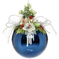 Mark Roberts Floral Jeweled Ball Hanging Ornament - Shiny Dark Blue