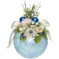 Mark Roberts Floral Jeweled Ball Hanging Ornament - Frosted Light Blue