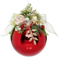 Mark Roberts Floral Jeweled Ball Hanging Ornament - Shiny Red