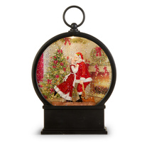 Lighted Water Lantern - Mrs Claus Kissing Santa Water Lantern