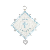 Demdaco Baby - Activity Blankie Blue Jesus Loves Me