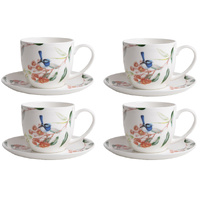 Ashdene Blue Wren & Eucalyptus - Cup & Saucer 4 Pack