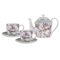 Ashdene Chinoiserie - White Teapot and 2 Teacup Set