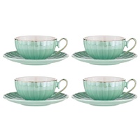 Ashdene Parisienne Pearl - Aquamarine Cup & Saucer Set of 4