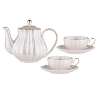 Ashdene Parisienne Pearl - White Teapot & 2 Teacup Set