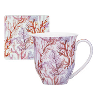 Ashdene Ocean Beauty Mug & Coaster - Peach Coral
