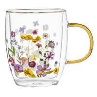 Ashdene Pressed Flowers - Double Walled Glass Mug