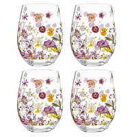 Ashdene Pressed Flowers - Glass Tumbler 4 Pack