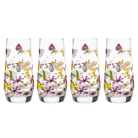 Ashdene Pressed Flowers - Glass Highball Tumbler 4 Pack
