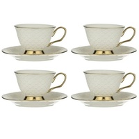 Ashdene Ripple - Cup & Saucer Set of 4 - White