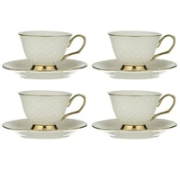 Ashdene Ripple - Cup & Saucer Set of 4 - White