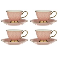 Ashdene Ripple - Cup & Saucer Set of 4 - Blush