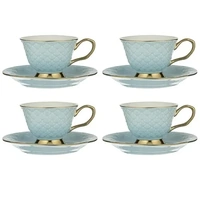 Ashdene Ripple - Cup & Saucer Set of 4 - Powder Blue