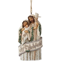 Jim Shore Heartwood Creek White Woodland - Holy Family Hanging Ornament