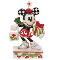 Jim Shore Disney Traditions - Minnie Mouse Christmas - Minnie With Bag & Present