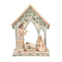 Jim Shore Heartwood Creek White Woodland - Holy Family With Creche
