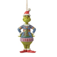 Dr Seuss The Grinch by Jim Shore - Grinch Ugly Sweater 2023 Hanging Ornament