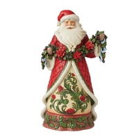 Jim Shore Heartwood Creek - Santa With Poinsettia Garland