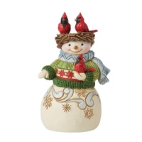 Jim Shore Heartwood Creek - Mini Snowman with Nest on Head