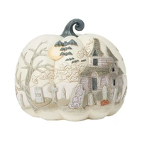 Jim Shore Heartwood Creek - Pumpkin with Bats Flying
