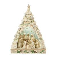 Jim Shore Heartwood Creek White Woodland - LED Tree Nativity Diorama 28cm