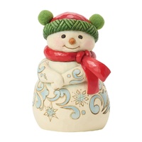 Jim Shore Heartwood Creek - Snowman Pom Pom Hat Mini Figurine