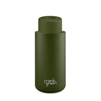 Frank Green Reusable Bottle - Ceramic 1L Khaki Push Button Lid