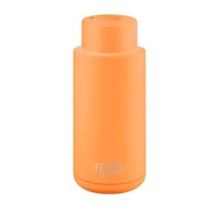 Frank Green Reusable Bottle - Ceramic 1L Neon Orange Push Button Lid