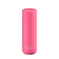 Frank Green Reusable Bottle - Ceramic 595ml Neon Pink Push Button Lid