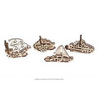 Ugears U-Fidget Wooden Model - Ships (Set of 4)