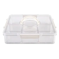 Alfresco Lane 6 Compartment Square Grazing Box with Carry Handles - Clear