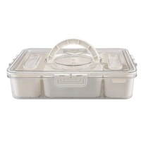 Alfresco Lane 7 Compartment Rectangular Grazing Box with Carry Handles & Food Picks - Cream