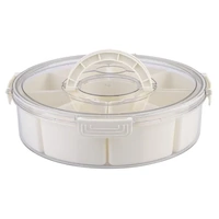 Alfresco Lane 9 Compartment Round Grazing Box with Carry Handles - Cream