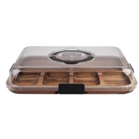 Alfresco Lane Acacia Wood 5 Compartment Rectangular Grazing Platter with Lid