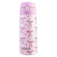 Oasis Double Wall Insulated Sipper Straw Kid's Drink Bottle - 550ml Bows & Hearts