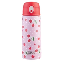 Oasis Double Wall Insulated Sipper Straw Kid's Drink Bottle - 550ml Cherry Crush
