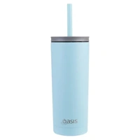 Oasis Super Sipper Double Wall Insulated Tumbler with Silicone Head Straw - 600ml Island Blue