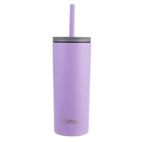 Oasis Super Sipper Double Wall Insulated Tumbler with Silicone Head Straw - 600ml Lavender