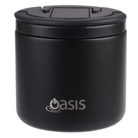 Oasis Double Wall Insulated Quick Release Lid & Spork Food Flask - 500ml Black